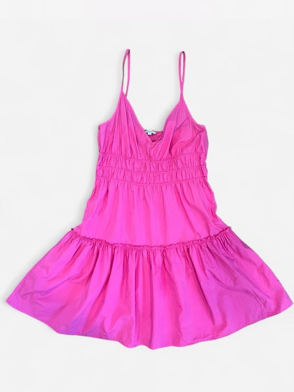 Rails Carmen Mini Dress in Azalea Pink | Smocked Tiered V-Neck Sundress Size S